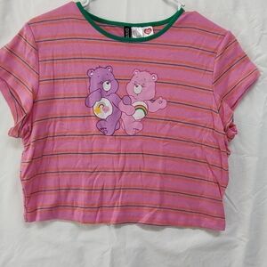 Care Bears Pink and Purple Striped Short Sleeve Tee